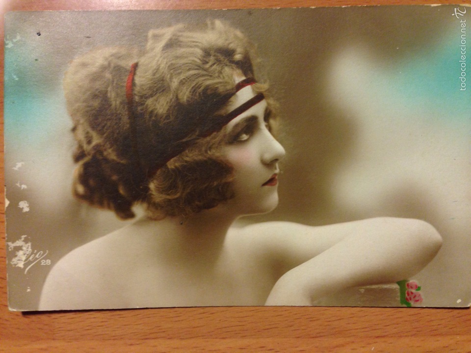 Postales: Antigua postal rom&aacute;ntica mujer belleza art deco