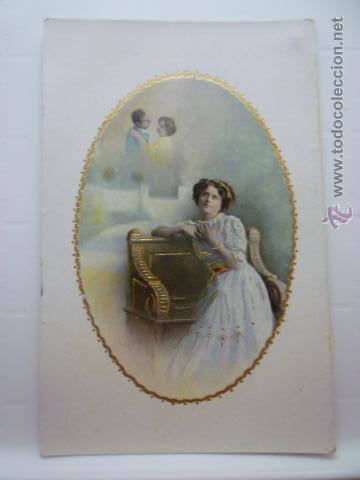 Postais: POSTAL ROMANTICA CON DECORACIONES DORADAS. ESCRITA.