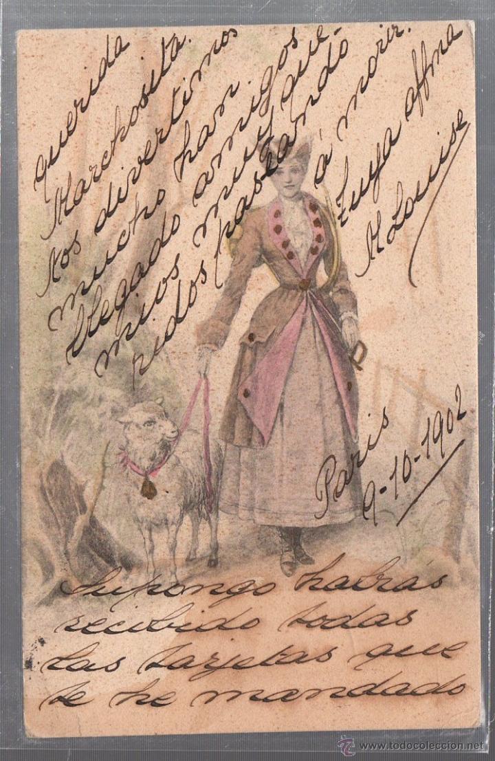 Cartoline: TARJETA POSTAL DE MUJERES - MUJER PASEANDO A CABRA. F.VIENNE