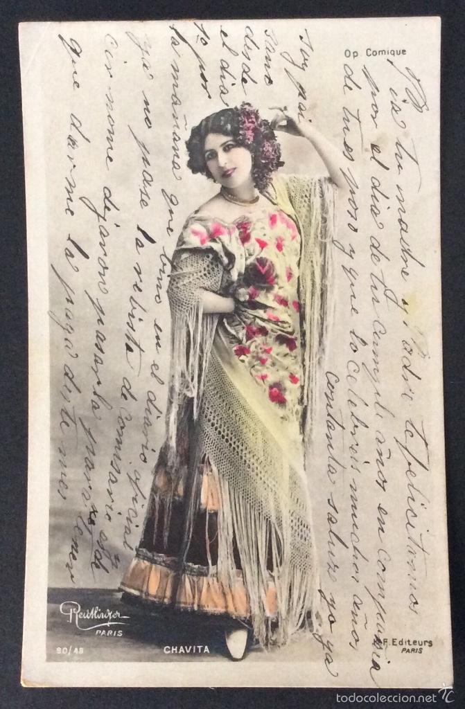 Postales: POSTAL ART NOUVEAU ACTRIZ VODEVIL CHAVITA FOTO REUTLINGER.