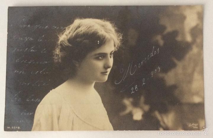 Postales: POSTAL ART NOUVEAU SE&Ntilde;ORITA DE PERFIL FOTOGRAF&Iacute;A DE REUTLINGER