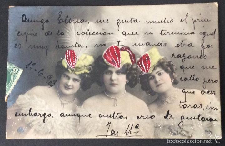Postales: POSTAL FOTOGR&Aacute;FICA ART NOUVEAU. SE&Ntilde;ORITAS CON SOMBREROS.