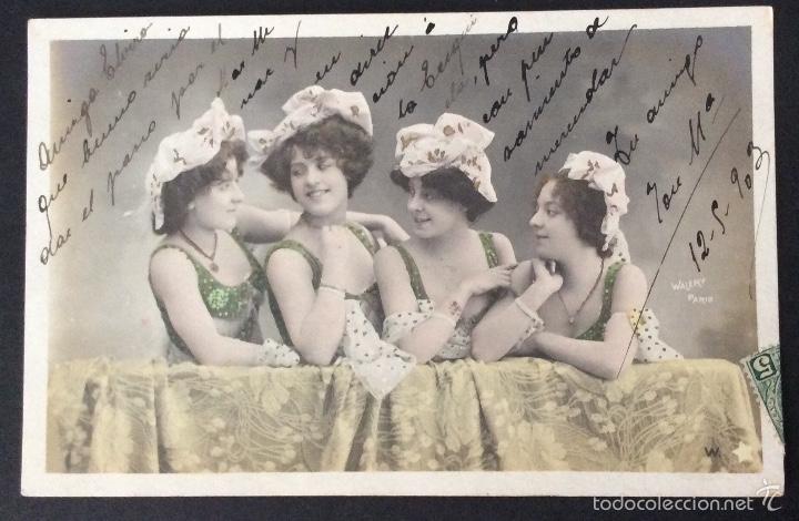 Postales: POSTAL FOTOGR&Aacute;FICA ART NOUVEAU. SE&Ntilde;ORITAS TRAJE VERDE. FOTO WALERY
