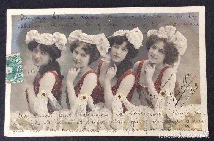 Postales: POSTAL ART NOUVEAU. SE&Ntilde;ORITAS TRAJE NARANJA. FOTOGRAF&Iacute;A WALERY