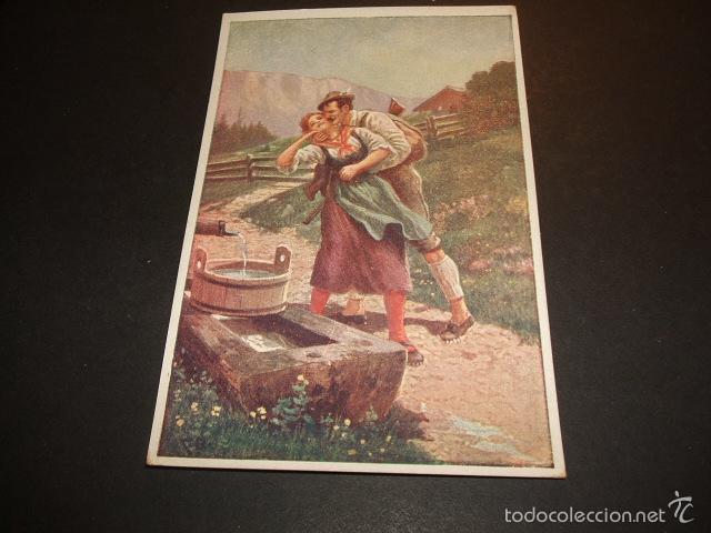 Postales: PAREJA ELEGANTE EN EL CAMPO POSTAL 1910 - Foto 1
