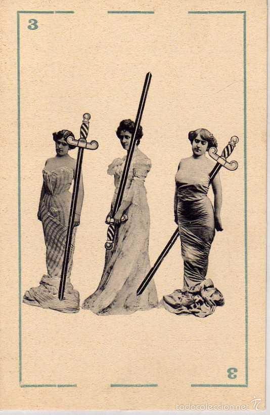Postales: TARJETA POSTAL DE CANOVAS BARAJA DE CARTAS. REVERSO SIN DIVIDIR ESPADAS 3