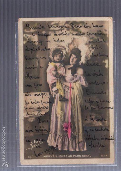 Cartoline: TARJETA POSTAL DE GALANTES Y MUJERES - MERVEILLEUSE AU PARC ROYAL. 103/1. S.I.P