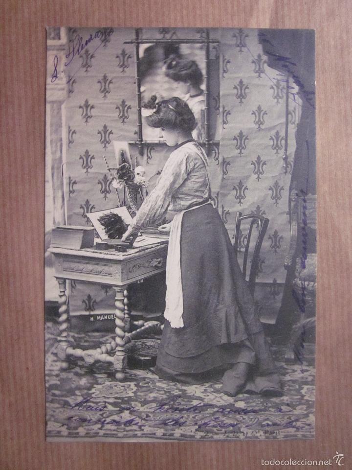 Postais: POSTAL SE&Ntilde;ORA AYUDANDO LABORES DE LA CASA. H. MANUEL