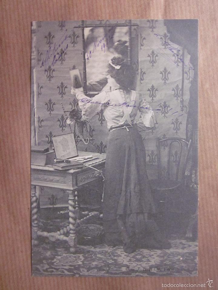 Postais: POSTAL SE&Ntilde;ORA AYUDANDO LABORES DE LA CASA. H. MANUEL