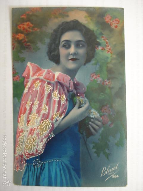 Cartoline: POSTAL ROMANTICA COLOREADA. ED. BLEUEL PARIS 354. SIN ESCRIBIR.