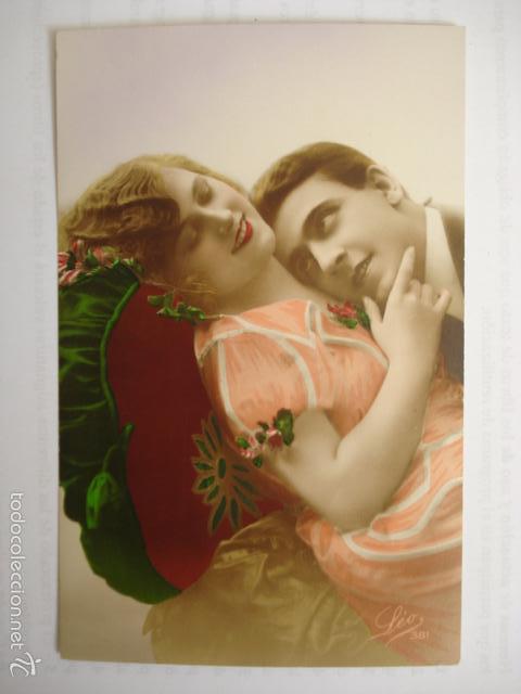 Cartoline: POSTAL ROMANTICA COLOREADA. ED. LEO 381. SIN CIRCULAR.