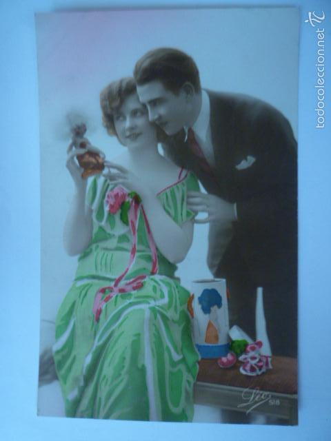 Cartoline: POSTAL ROMANTICA COLOREADA. ED. LEO 518. SIN ESCRIBIR.