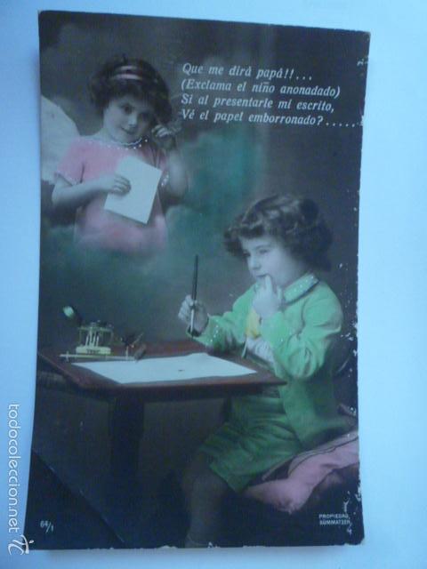 Postais: POSTAL INFANTIL COLOREADA. PROPIEDAD DUMMATZEN 64/1. ESCRITA 1926.