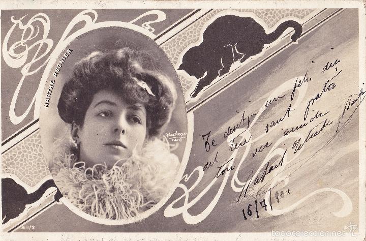Cartoline: ACTRIZ MARTHE REGNIER. CIRCULADA EN 1904 A ARGENTINA.