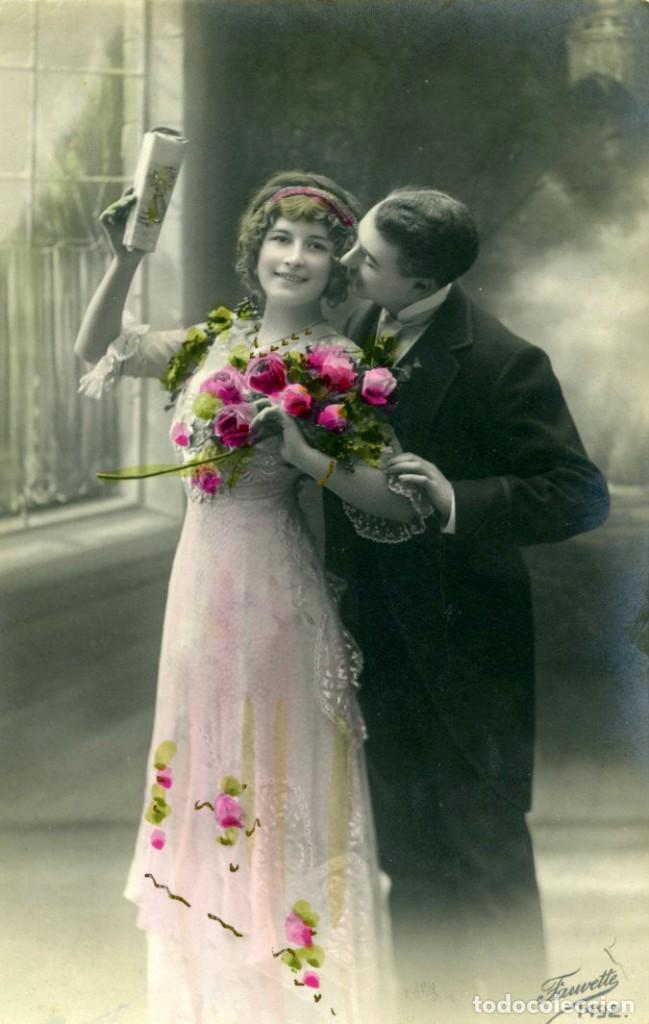 Postales: Postal rom&aacute;ntica coloreada, 1913 - Foto 1