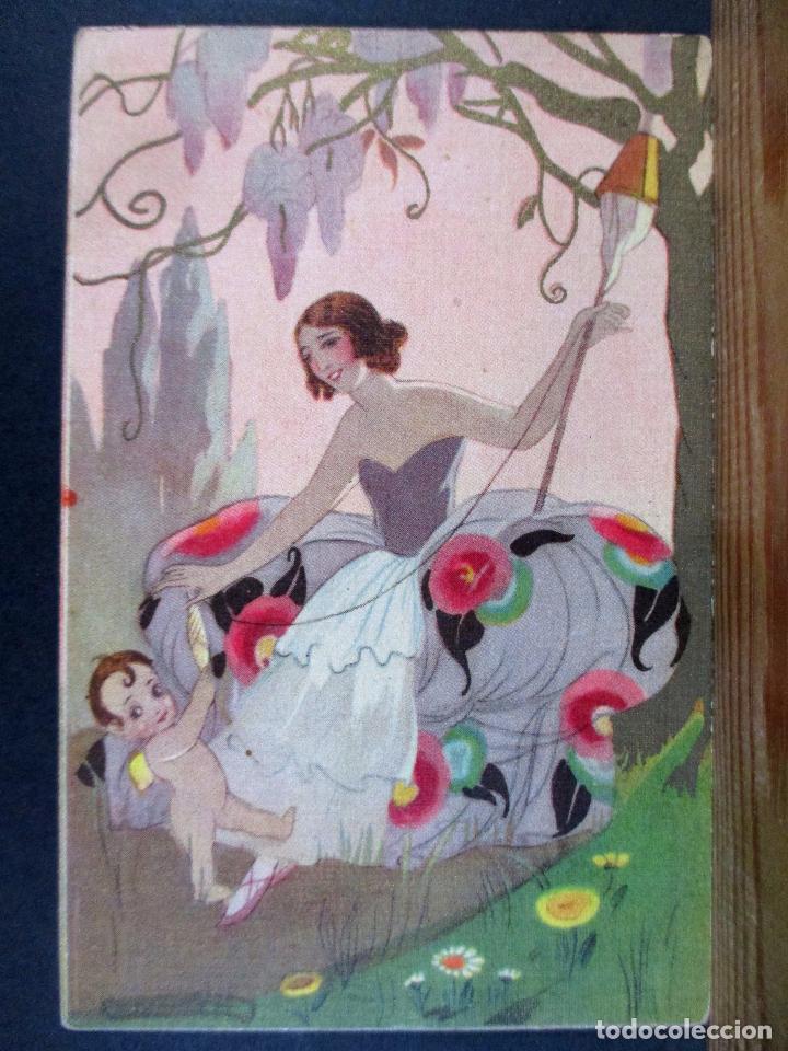 Postcards: POSTAL ANTIGUA , DIBUJO MUJER BALLET , NI&Ntilde;O , FLORES - P2638