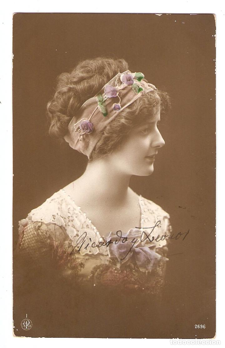 Postais: POSTAL - ROM&Aacute;NTICA - CHICA DAMA DE LA &Eacute;POCA - COLOREADA - CIRCULADA