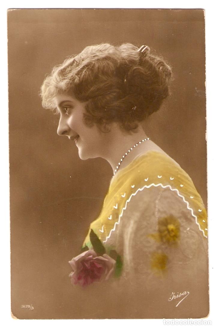 Postais: POSTAL - ROM&Aacute;NTICA - DAMA DE LA &Eacute;POCA - COLOREADA - CIRCULADA (SIN SELLO) CON FECHA 1916