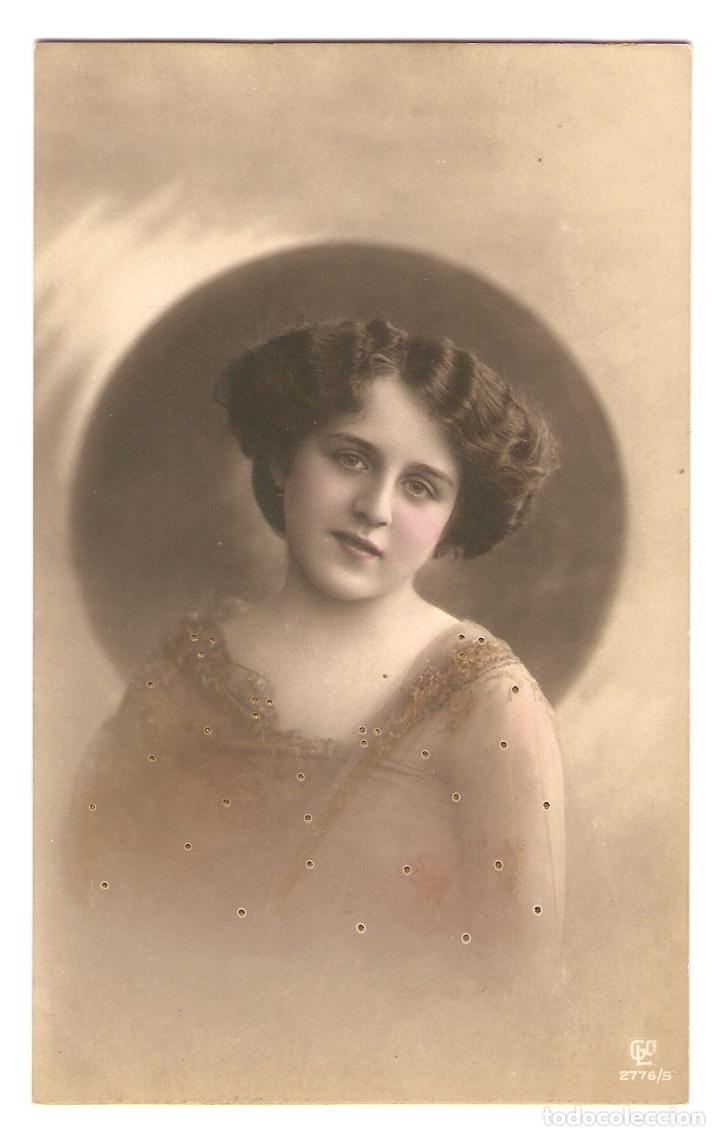 Postais: POSTAL - ROM&Aacute;NTICA - DAMA DE LA &Eacute;POCA - COLOREADA - ESCRITA SIN CIRCULAR