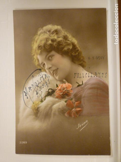 Cartoline: POSTAL ROMANTICA COLOREADA. ED. IRISA 3389. ESCRITA 1918.