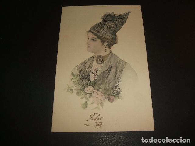 Postales: MUJER CON TOCADO POSTAL ILUSTRADA - Foto 1