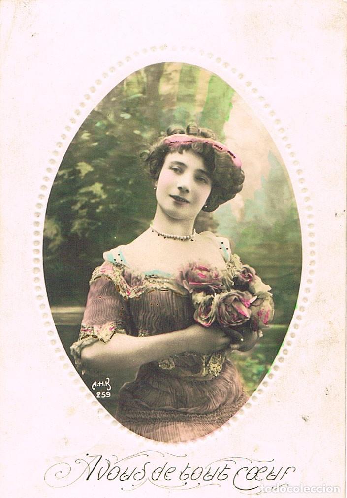 Postales: Postal rom&aacute;ntica circulada en 1910 - Foto 1