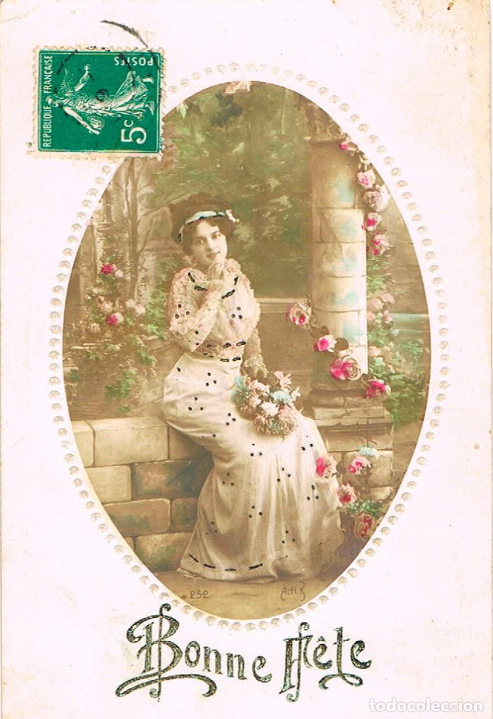 Postais: Postal rom&aacute;ntica circulada entre 1908 y 1912