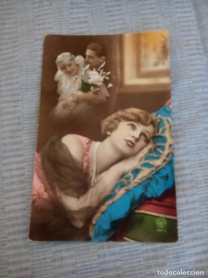 Postkarten: postal romantica coloreada escrita