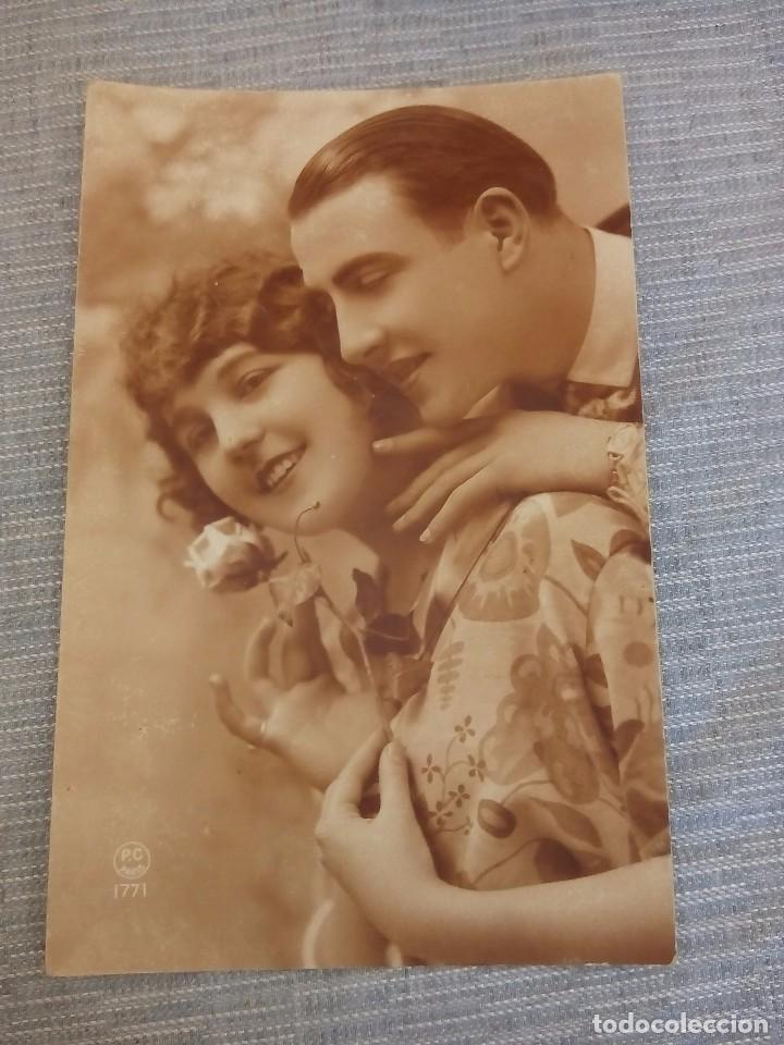 Postkarten: postal romantica sepia escrita