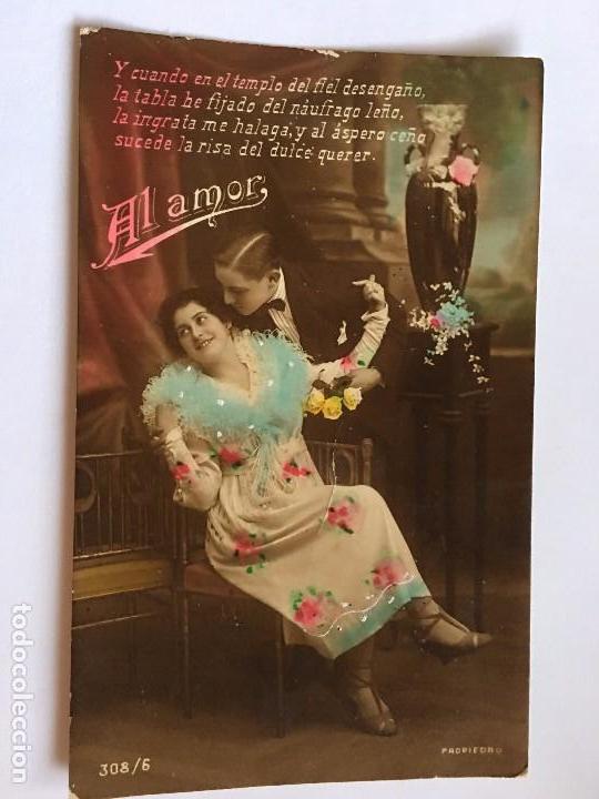 Cartoline: RM400 TARJETA POSTAL ROMANTICA DE P.P.S.XX A&Ntilde;O 1910/20 COLOREADA A MANO