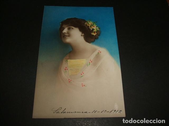 Postales: MUJER CON TOCADO DE FLORES POSTAL 1912 - Foto 1