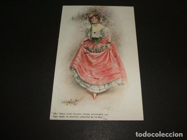 Postales: MUJER ELEGANTE CON FLORES POSTAL - Foto 1