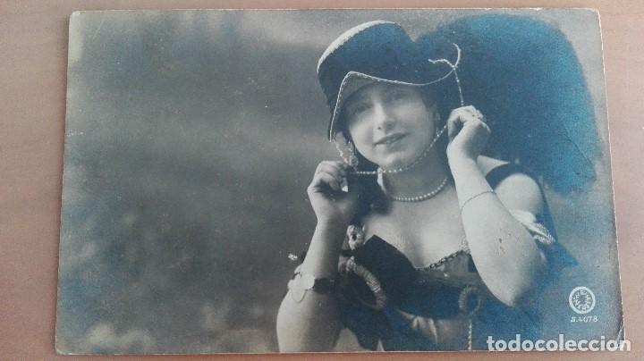 Postales: POSTAL FOTOGRAFICA ROMANTICA ART NOUVEAU MUJER CON SOMBRERO EDICION E. R. N&ordm; S - 4078