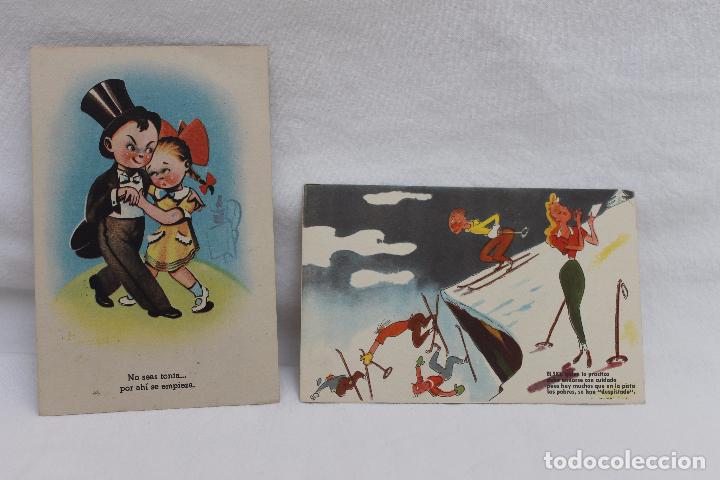 Postais: LOTE DE DOS POSTALES ANTIGUAS ILUSTRADAS A&Ntilde;OS 40 Y 50