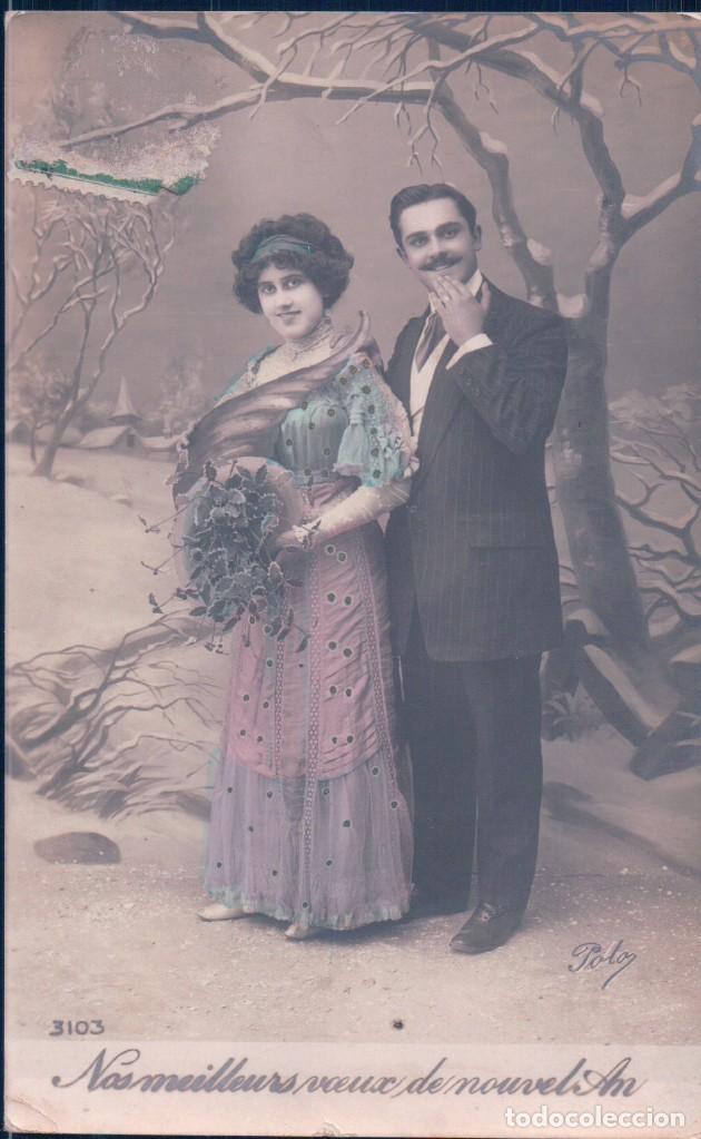 Postkarten: POSTAL PAREJA ROMANTICA - NOS MEILLEURS VOEUX DE NOUVEL AN - FELIZ A&Ntilde;O - 3103 POLO