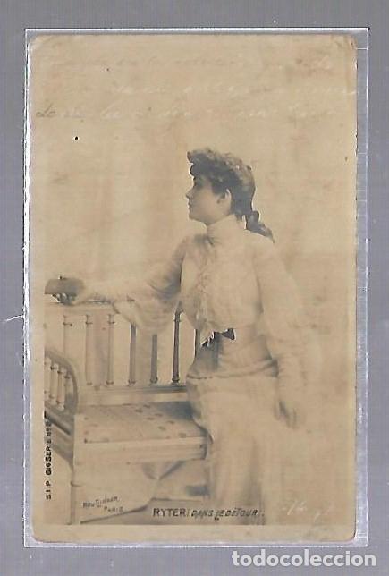 Cartoline: TARJETA POSTAL. FOTOGRAFIA DE JOVEN DE PERFIL SENTADA. RYTER (DANS LE DETOUR)