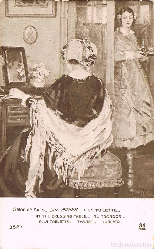 Postais: A la toilette (al tocador), postal antigua