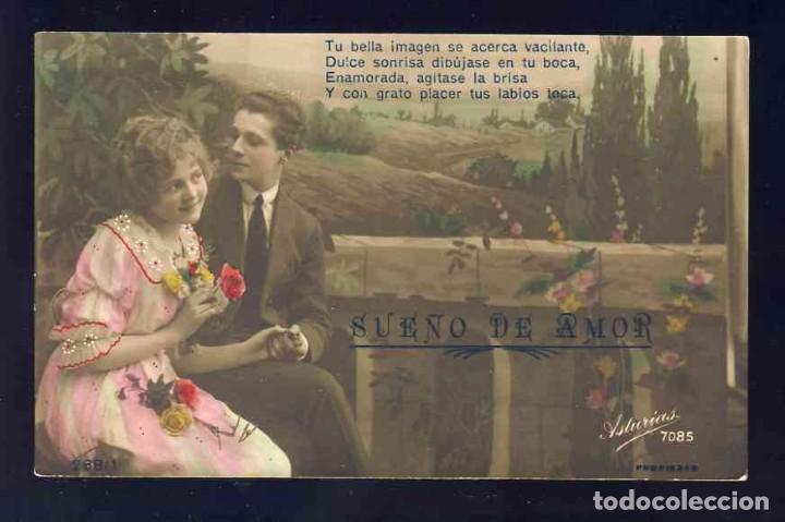Cartoline: Postal romantica: Pareja de enamorados. fotografica coloreada (Ed.Asturias 7085)