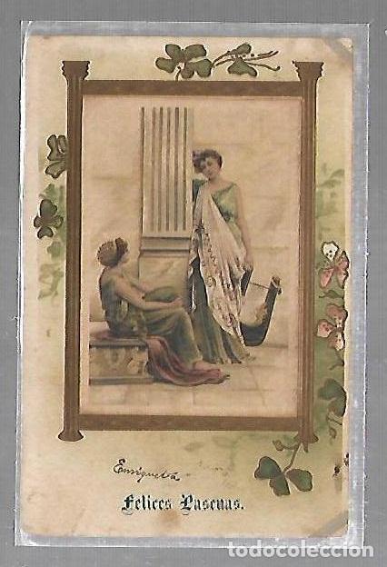 Cartoline: TARJETA POSTAL. FELICES PASCUAS. IMAGEN DE DOS MUJERES GRIEGAS.