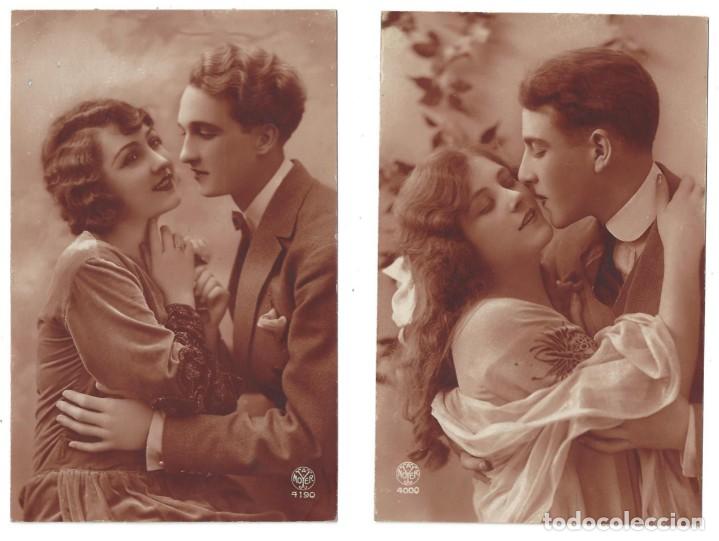 Postais: LOTE DE 2 POSTALES ROM&Aacute;NTICAS- PAREJA DE ENAMORADOS. NOYER N&ordm; 4000- 4190. FRANCE- 1925