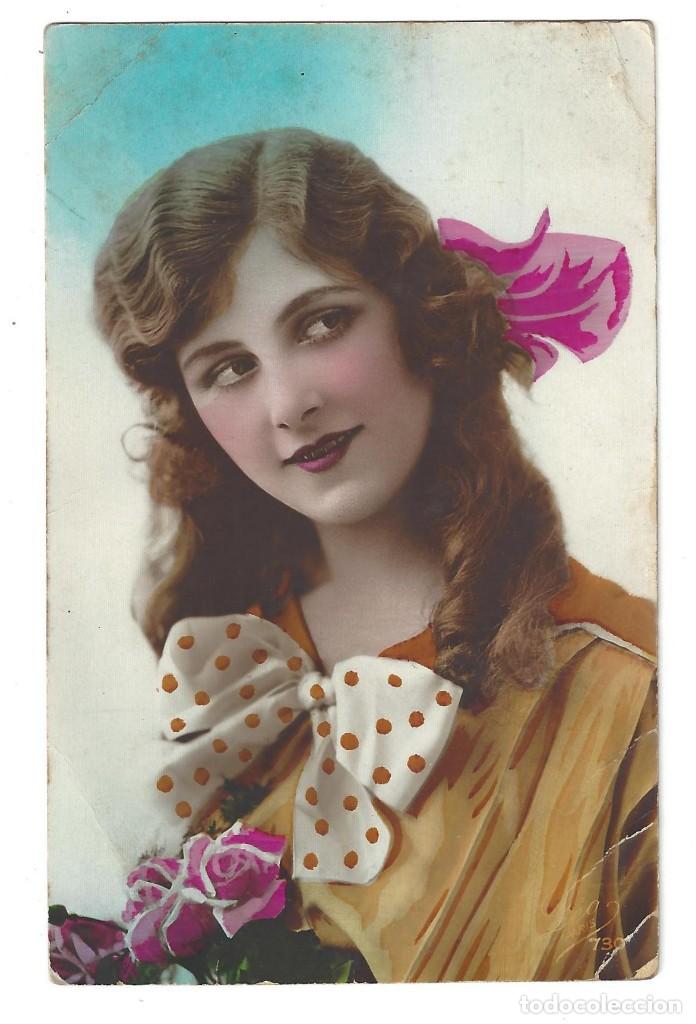 Postcards: POSTAL ROM&Aacute;NTICA ANTIGUA COLOREADA- MUJER. L&Eacute;O PAR&Iacute;S N&ordm; 730. FRANCE. ESCRITA- A&Ntilde;OS 20