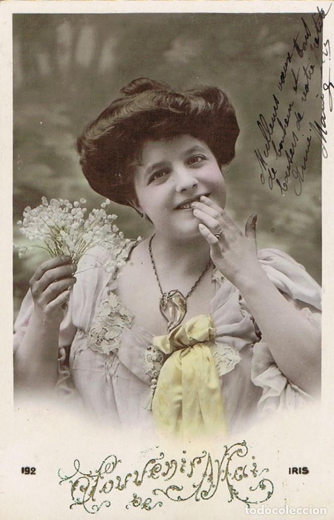 Postais: postal rom&aacute;ntica, MIS RECUERDOS, CIRCULADA EN 1908 (VER DORSO)