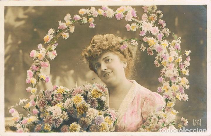 Postais: postal rom&aacute;ntica, CON UN ADORNO DE FLORES, CIRCULADA ERN 1907 (VER DORSO)