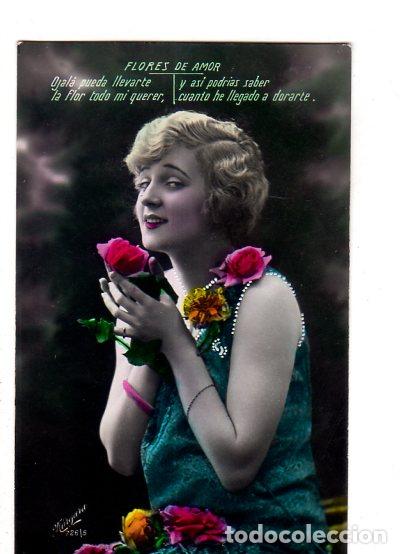 Postais: TARJETA POSTAL DE GALANTES Y MUJERES. FLORES DE AMOR.