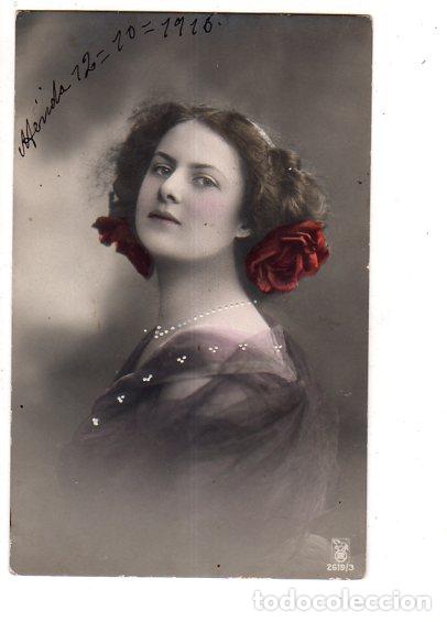Postais: TARJETA POSTAL DE GALANTES Y MUJERES. ROSTRO DE UNA SE&Ntilde;ORA. 1916.