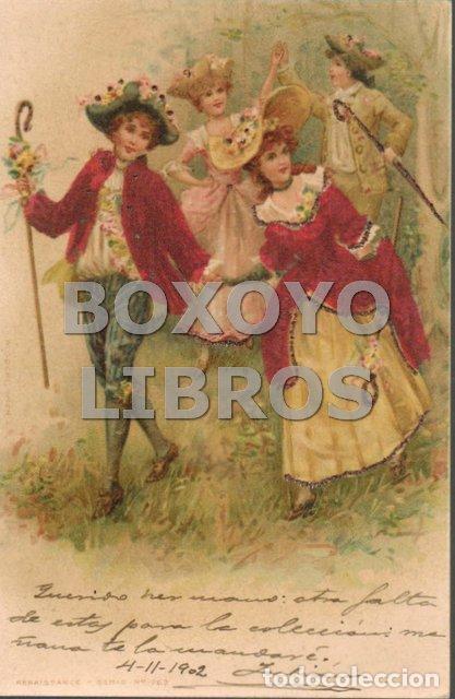 Postales: Tarjeta postal Renaissance Serie n&ordm; 762. En relieve, las ropas tiene tacto de terciopelo. C. 1902