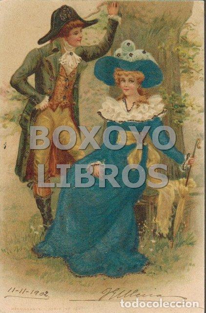 Postales: Tarjeta postal Renaissance Serie n&ordm; 763. En relieve, las ropas tiene tacto de terciopelo. C. 1902