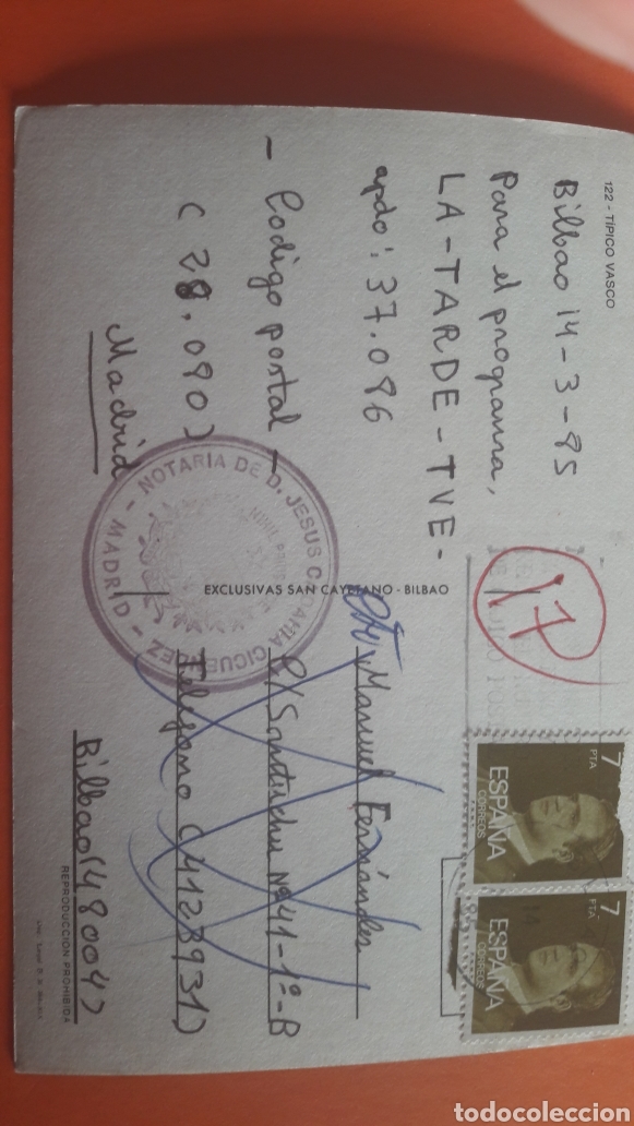 Postales: Programa Tarde 1985 Tipico Vasco - Foto 2
