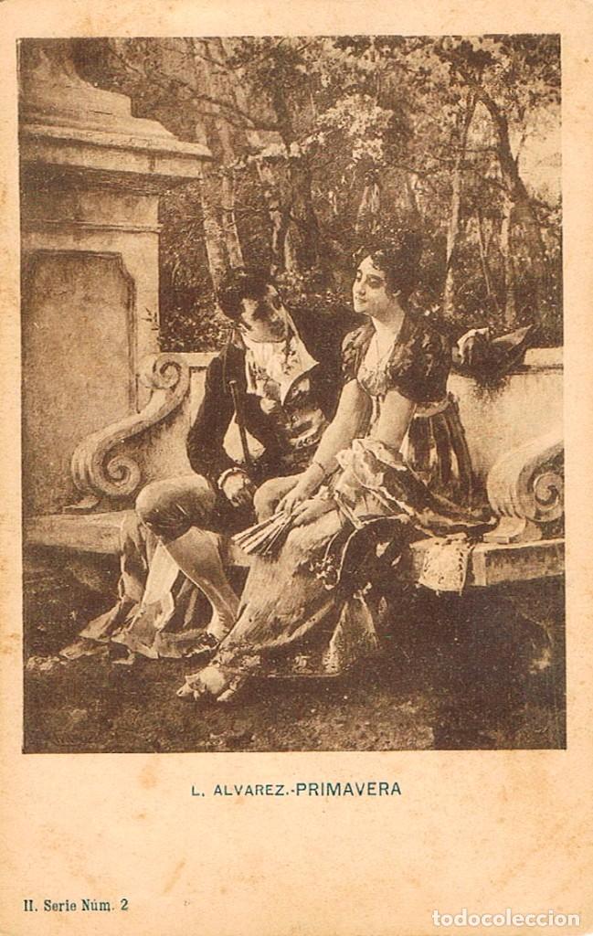 Cartoline: Postal romantica, primavera, de rayado continuo