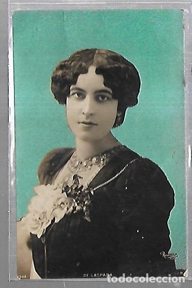 Postais: TARJETA POSTAL. RETRATO DE ESTUDIO DE SE&Ntilde;ORA. DE LASPADA. FONDO COLOR BRILLANTE.